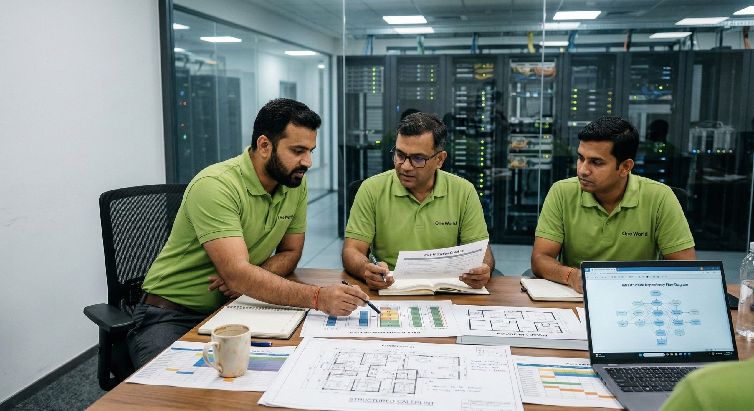 Team discussing data center plans.