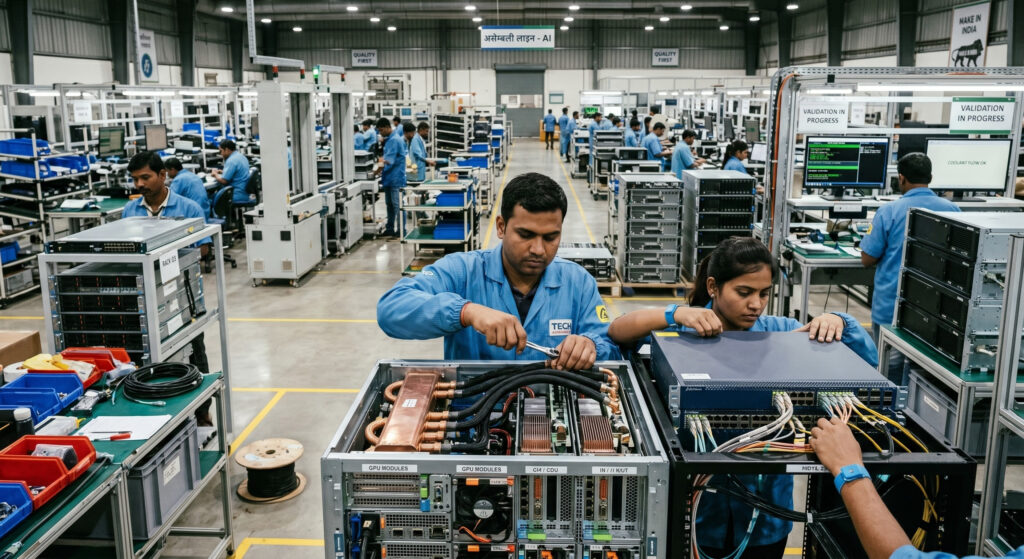 AI data center hardware manufacturing India liquid cooled racks servers assembly
