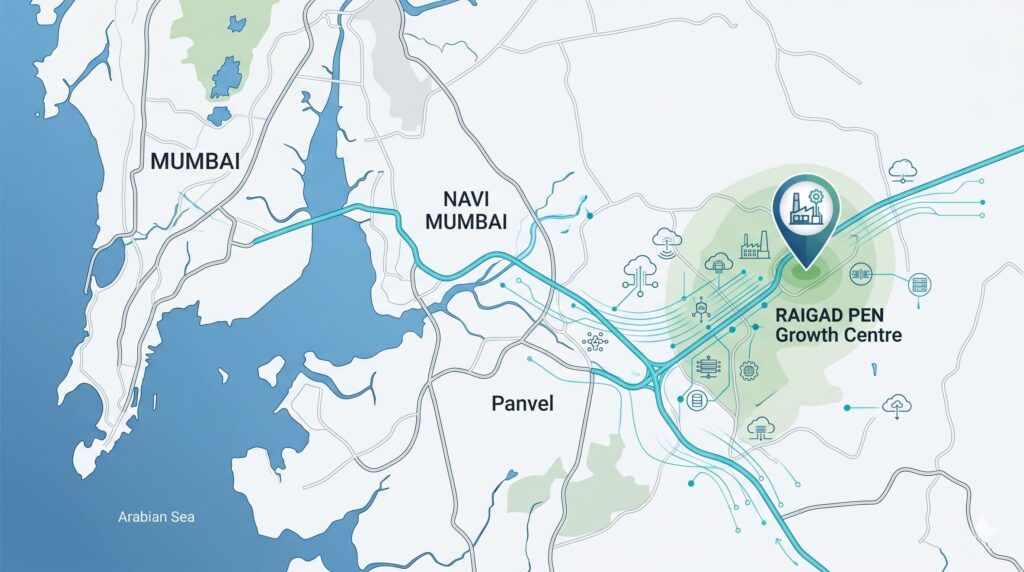 Raigad Pen Growth Centre location map Navi Mumbai Maharashtra Third Mumbai
