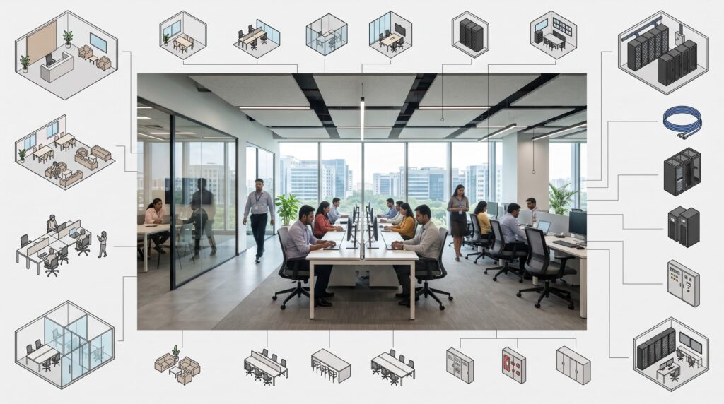 GCC Office Setup India 2026: Complete Relocation Guide GCC office setup India cost breakdown Grade A fit-out IT infrastructure 2026